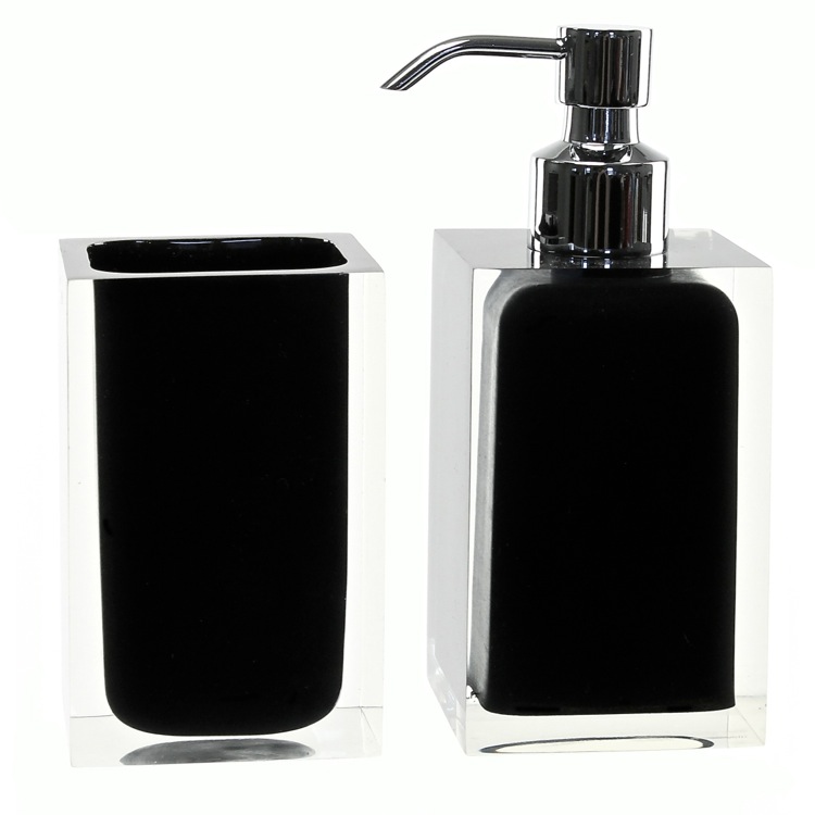 Bathroom Accessory Set, Gedy RA681-14, Black 2 Pc. Accessory Set Made With Thermoplastic Resins